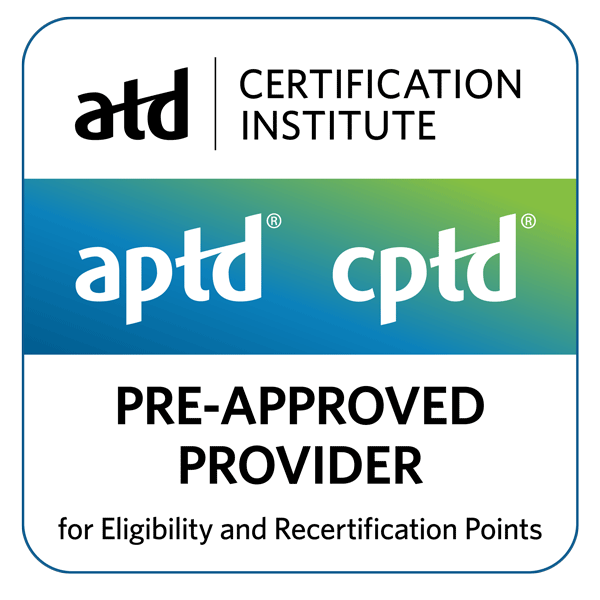 ATD Certification Institute APTD and CPTD Pre-Approved Provider badge