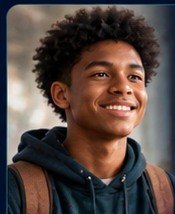 Student looking ahead with confidence